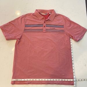 Travis Mathew Polo Shirt Adult Large Red w/Black and Blue Stripe